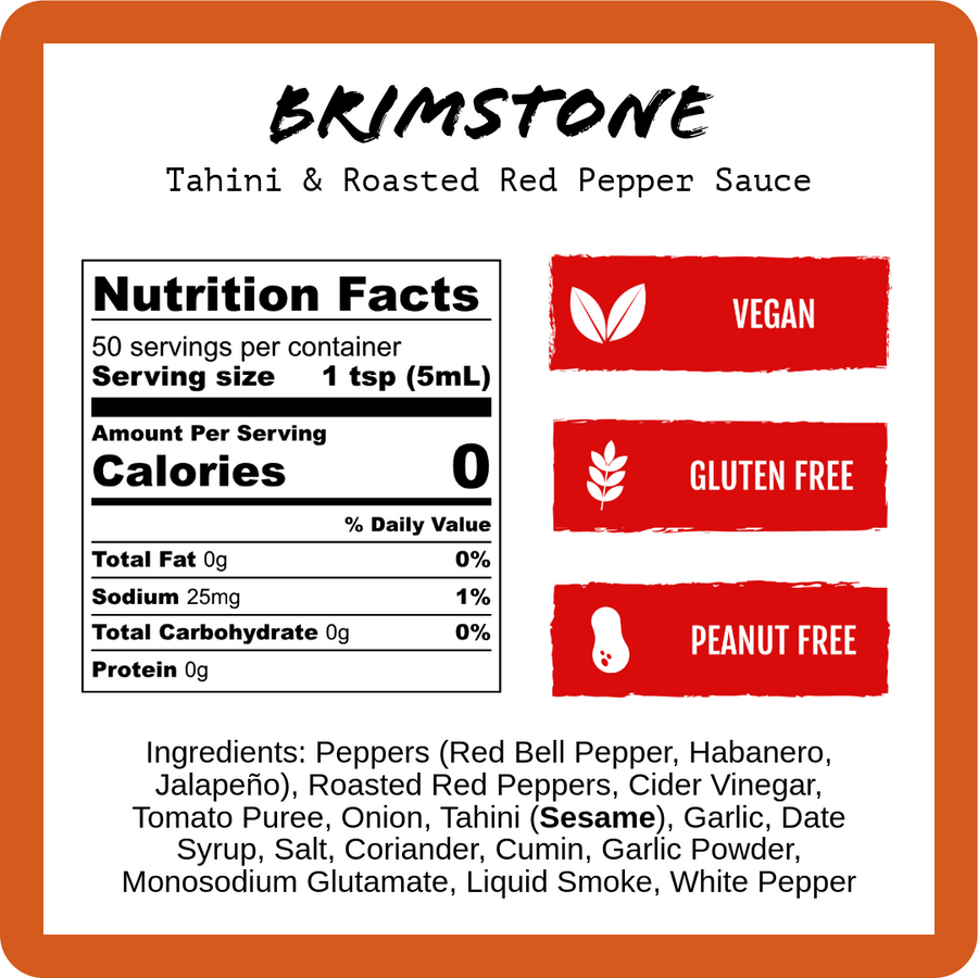 Brimstone Nutrition Facts and ingredient panel