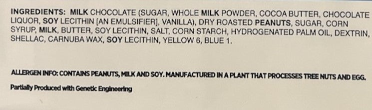 Bronco Bites Chocolate Caramel Peanut Bar — ingredient and allergen declaration