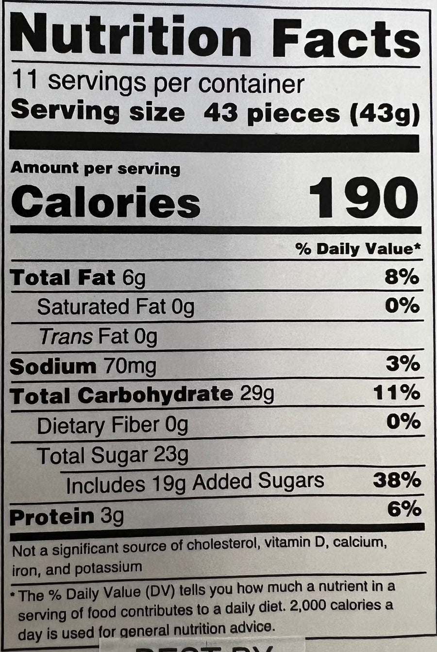 Old-Fashioned Red Burnt Peanuts Candy – 17 oz Tub – nutrition information
