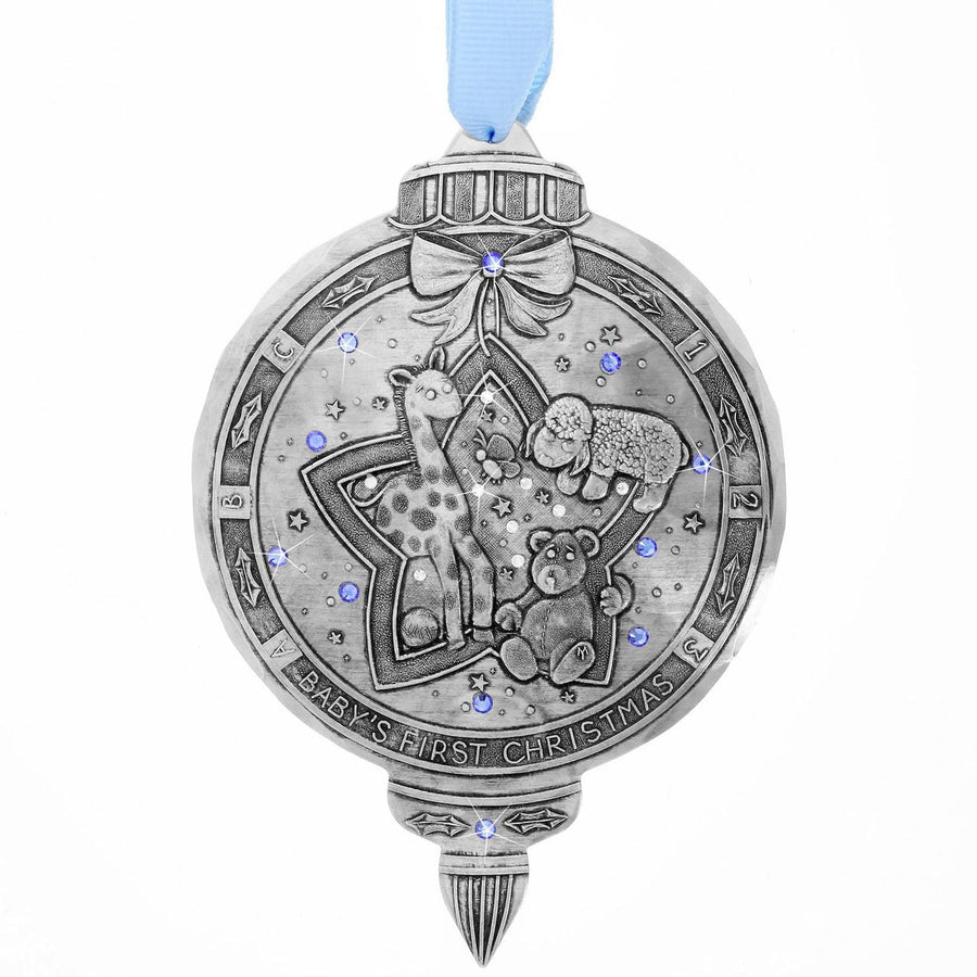Product view of Baby Boy's First Christmas Ornament with Crystals