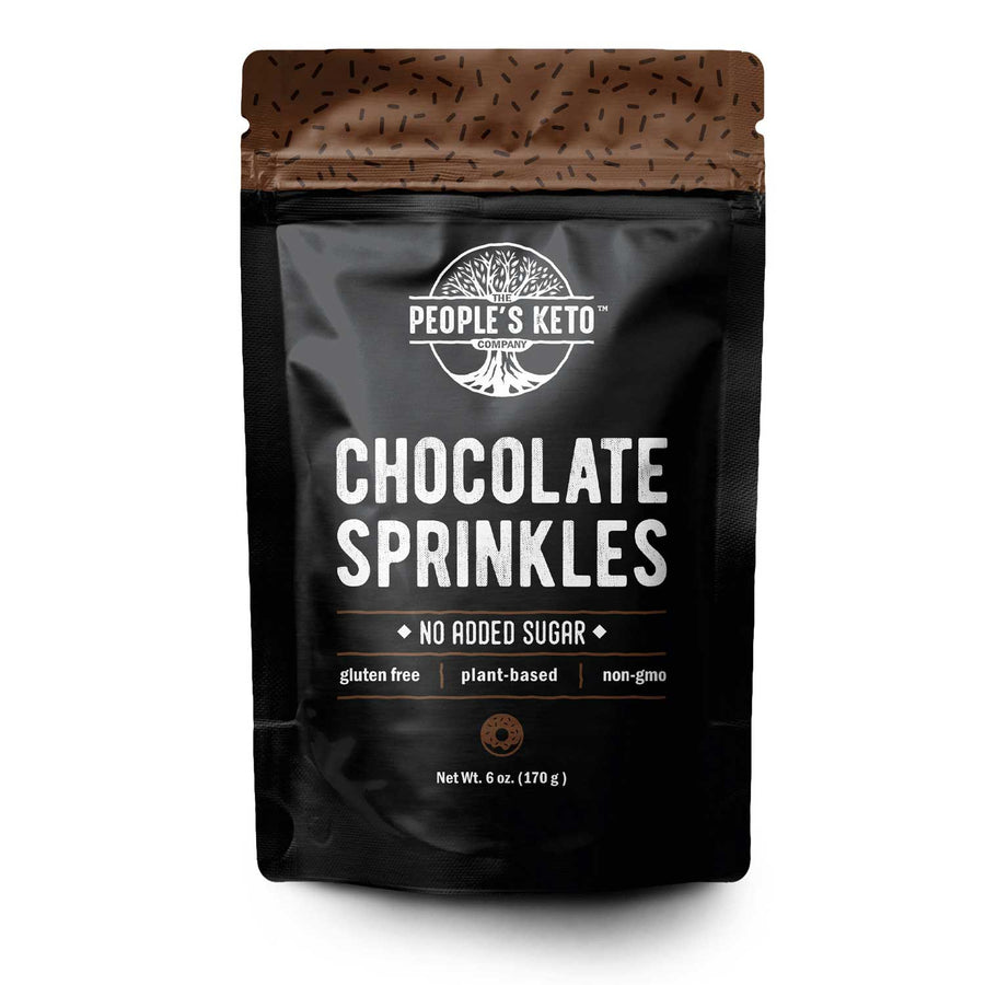 Chocolate Keto Sprinkles: chocolate sprinkle pouch.