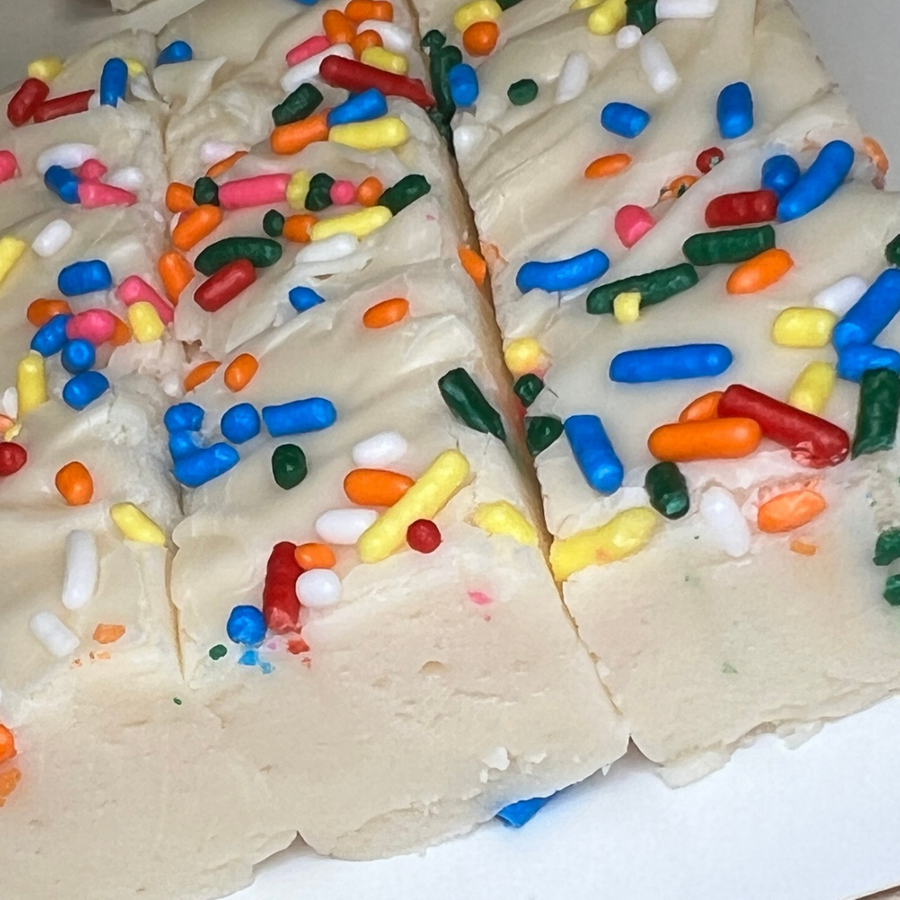 Handmade Cake Batter Fudge with Sprinkles fudge product photograph from Meems Fudge Shoppe