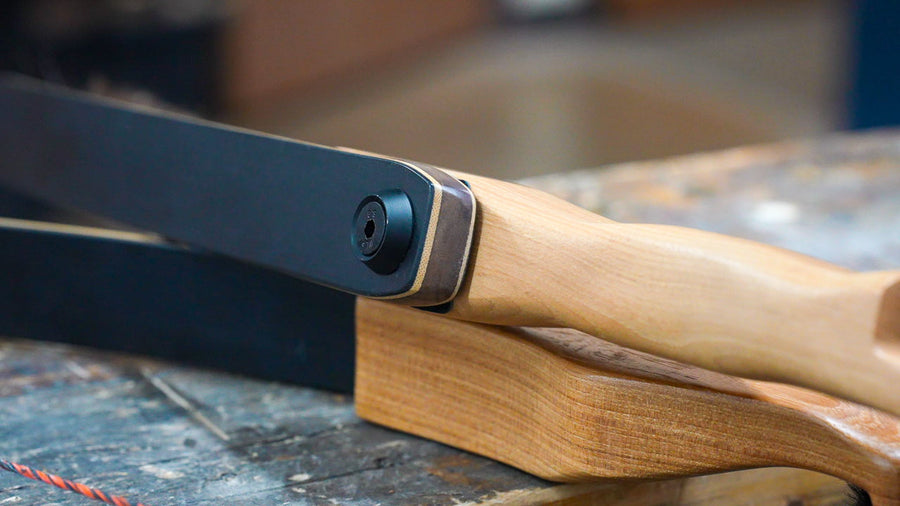 Bob Garner Recurve Replacement Limbs — limb attachment on hickory riser