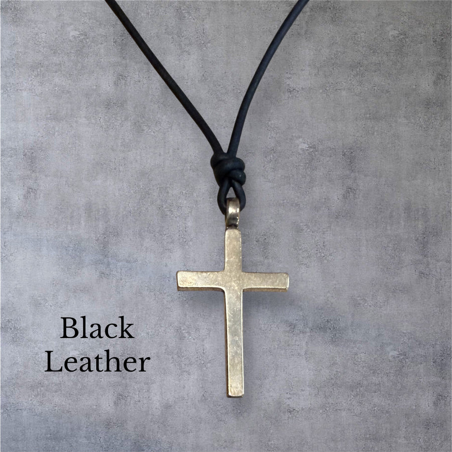 Classic cross showing the black leather cord option