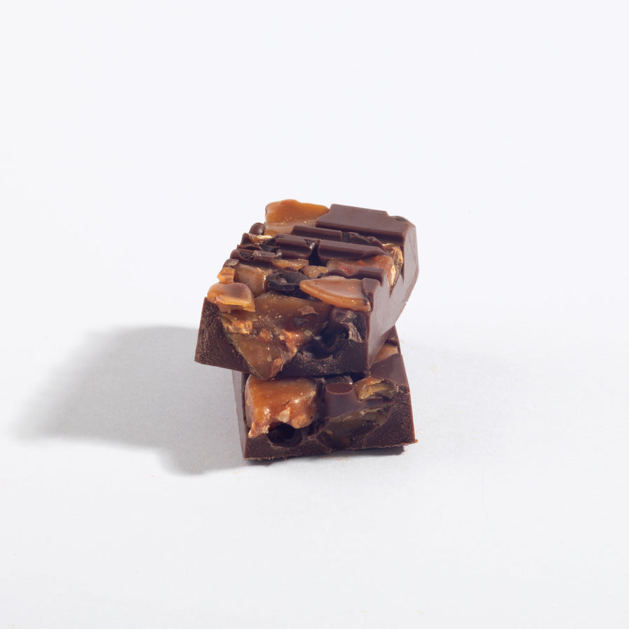 Stacked pieces of Mini Toffee Coffee Milk Chocolate Bar