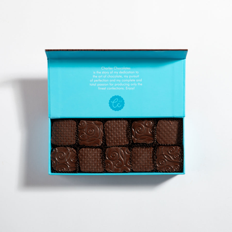 Open smaller box of Fleur de Sel Chocolate-Covered Caramels