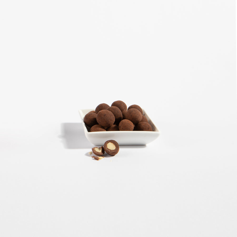Toffee Milk Chocolate Macadamia Nuts in a serving dish