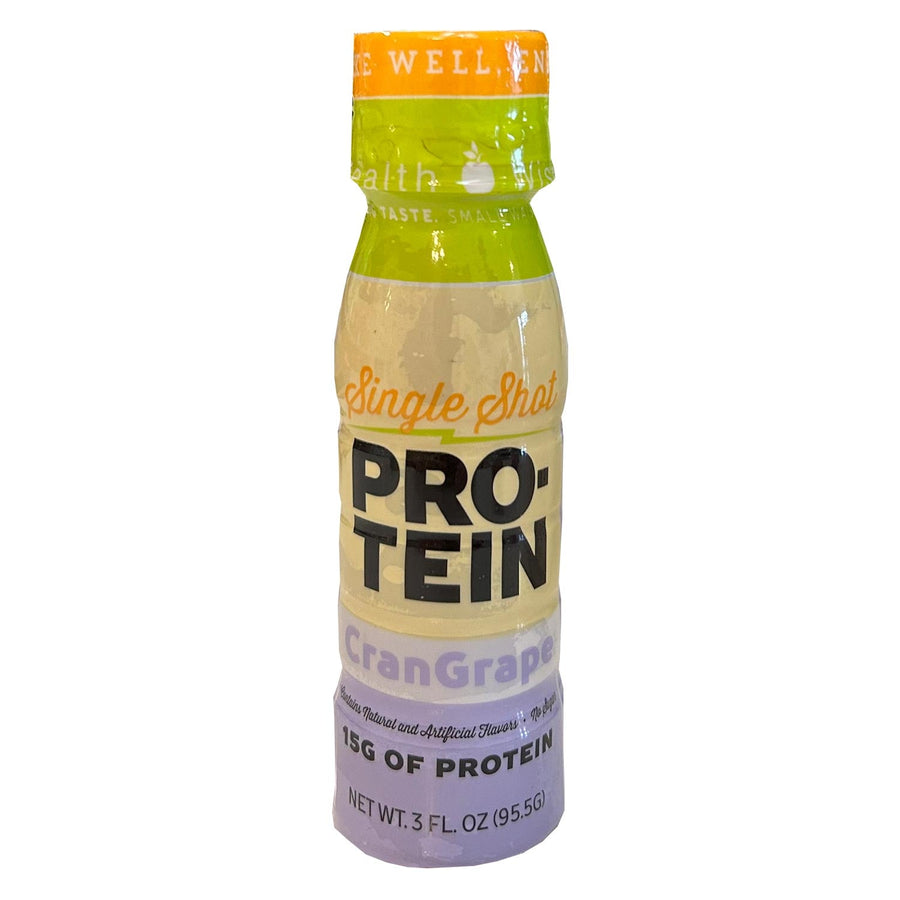 Protein & Collagen Shots: CranGrape protein shot bottle.