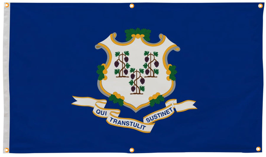 Connecticut Flag with Grommets Along the Edges for Wall Hanging