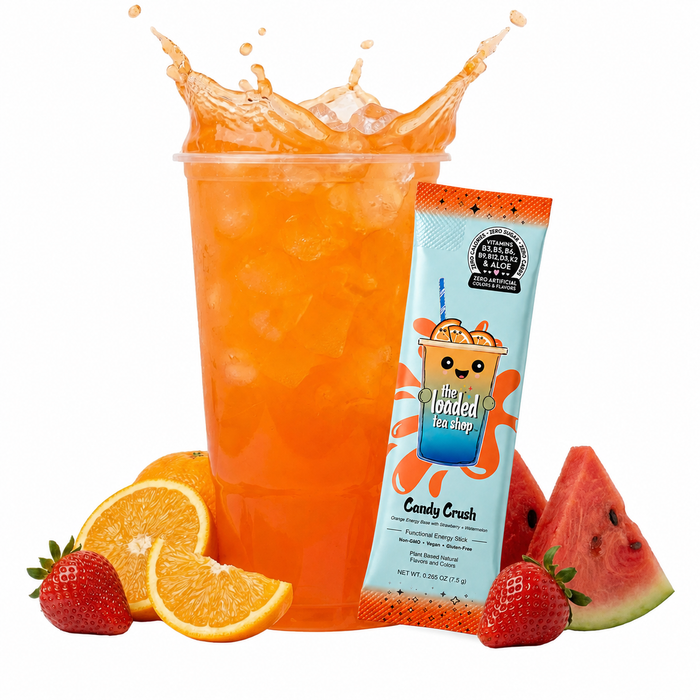 Candy Crush loaded tea mix in strawberry and watermelon flavor