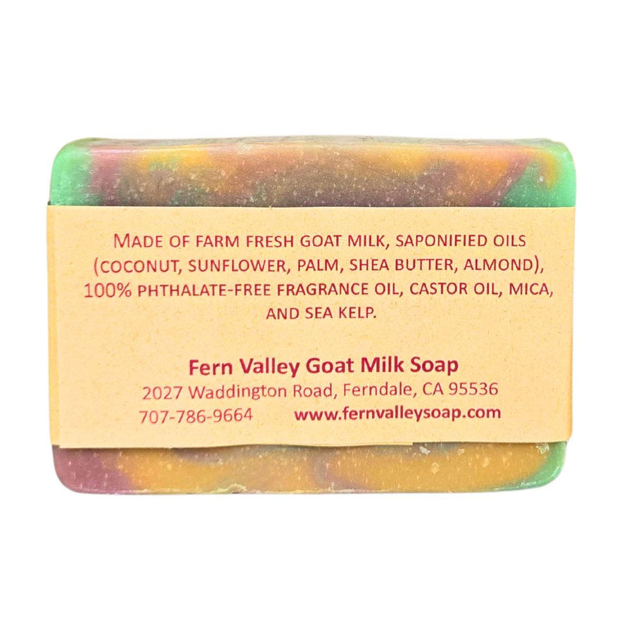 Caribbean Delight goat milk soap — rear ingredient label