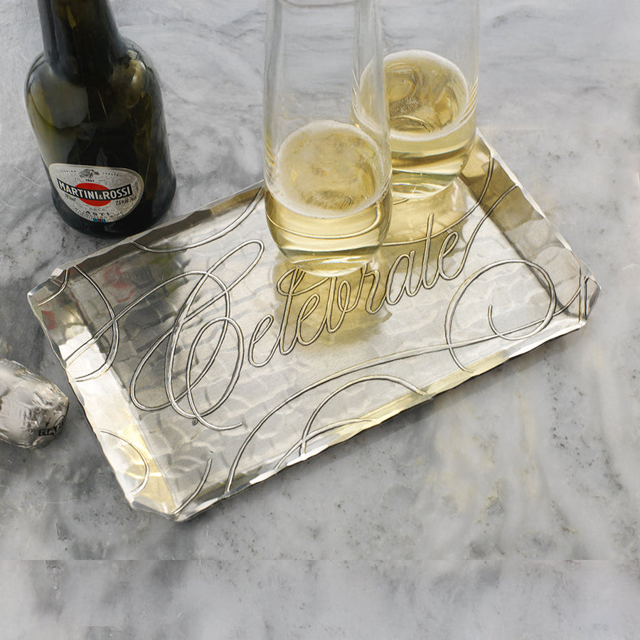 Styled display featuring Celebrate Butler Tray