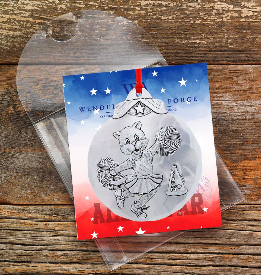 Gift packaging display for Cheerleader Cat Ornament