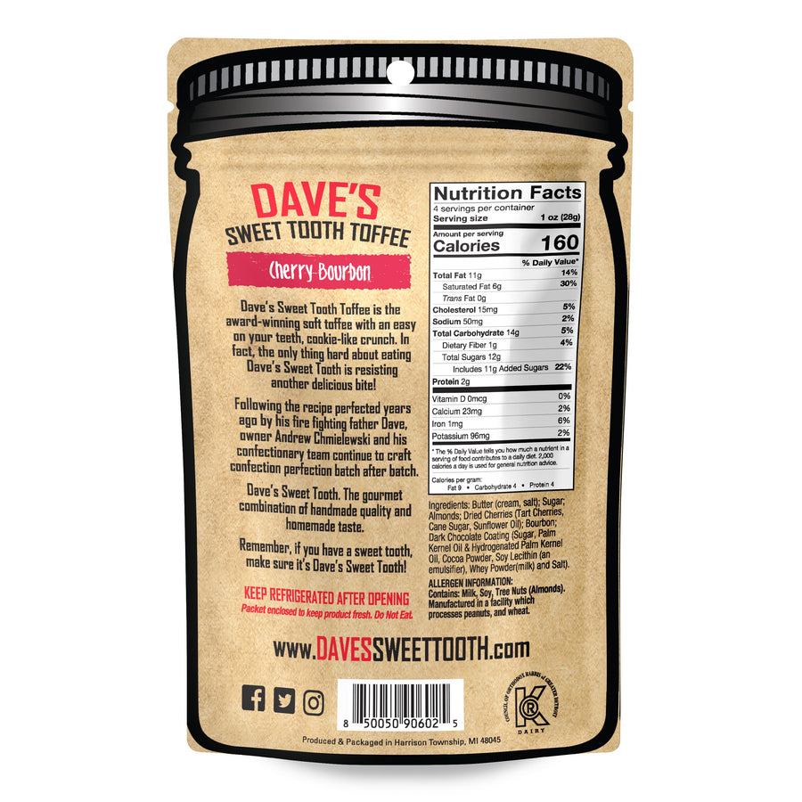 Cherry Bourbon Toffee — back or label view
