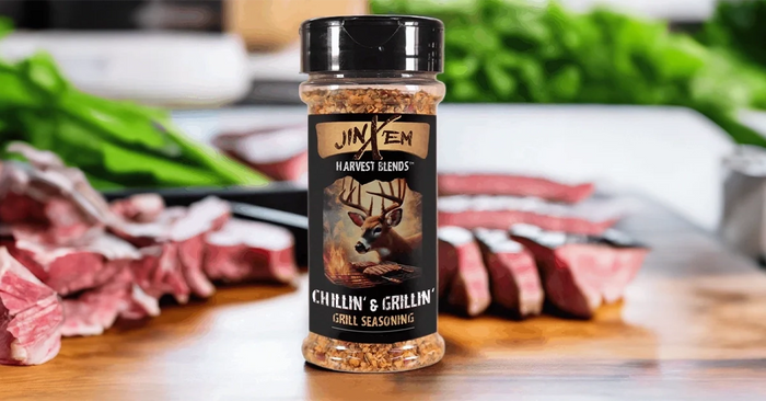 Chillin’ & Grillin’ All-Purpose Grill Seasoning — seasoning jar with a prepared food serving