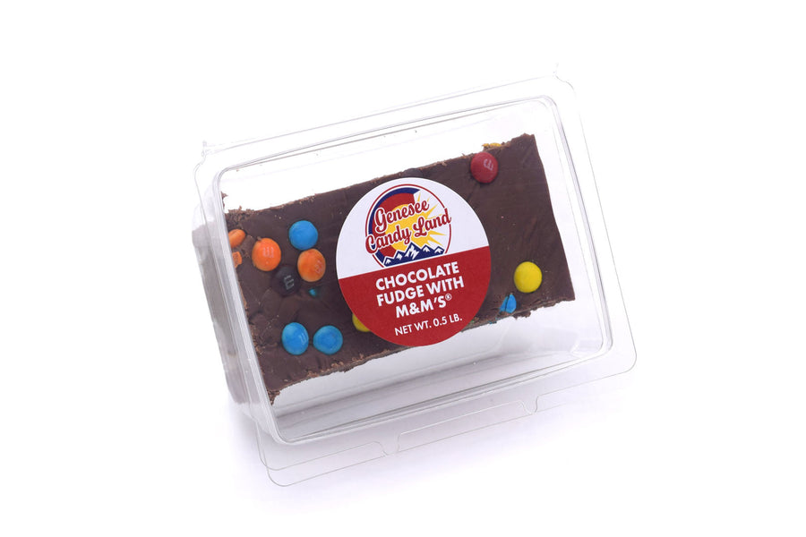 Chocolate with M&M's® Fudge product photograph from Genesee Candy Land