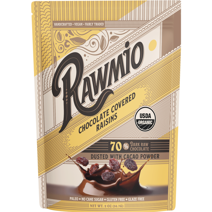 Dark Chocolate-Covered Raisins – 2 oz, front of package