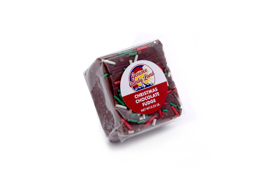 Christmas Chocolate Fudge with Sprinkles, quarter-pound in individual wrapping