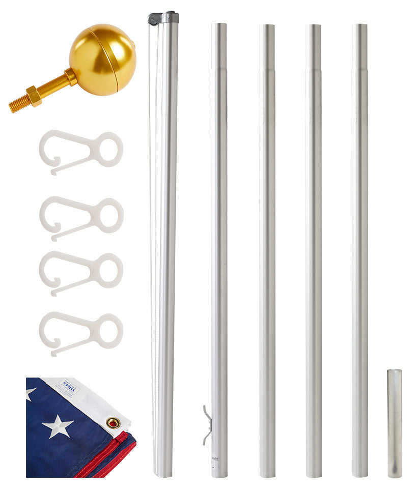 Classic Rope Flagpole Kit — flagpole components and accessory group view (image 5)