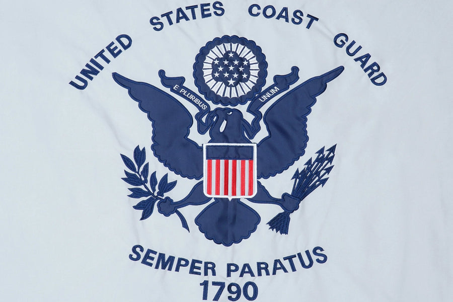 U.S. Coast Guard flag made in USA shown from both sides
