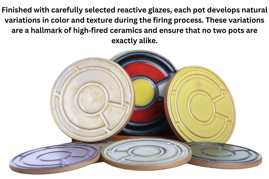 Examples of natural glaze variation in handmade Willow ceramic pieces