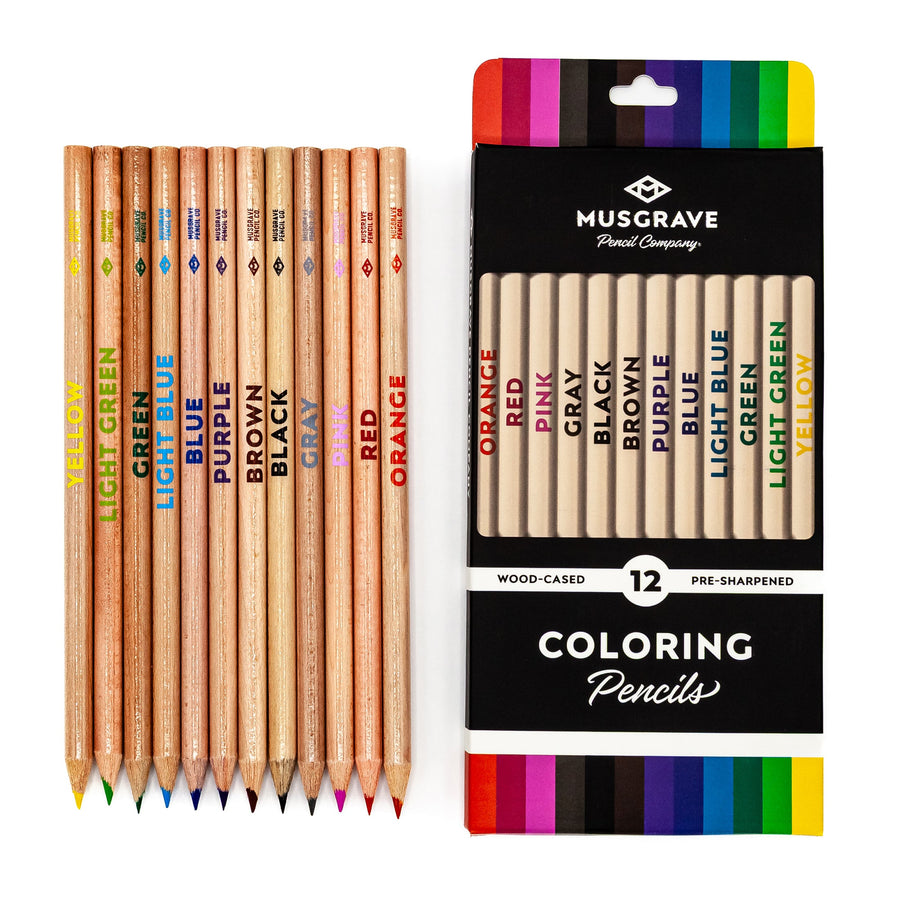 Colored pencils in reversed color order beside the twelve-count box