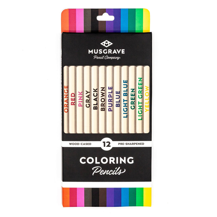Front of the twelve-count pre-sharpened colored pencil box