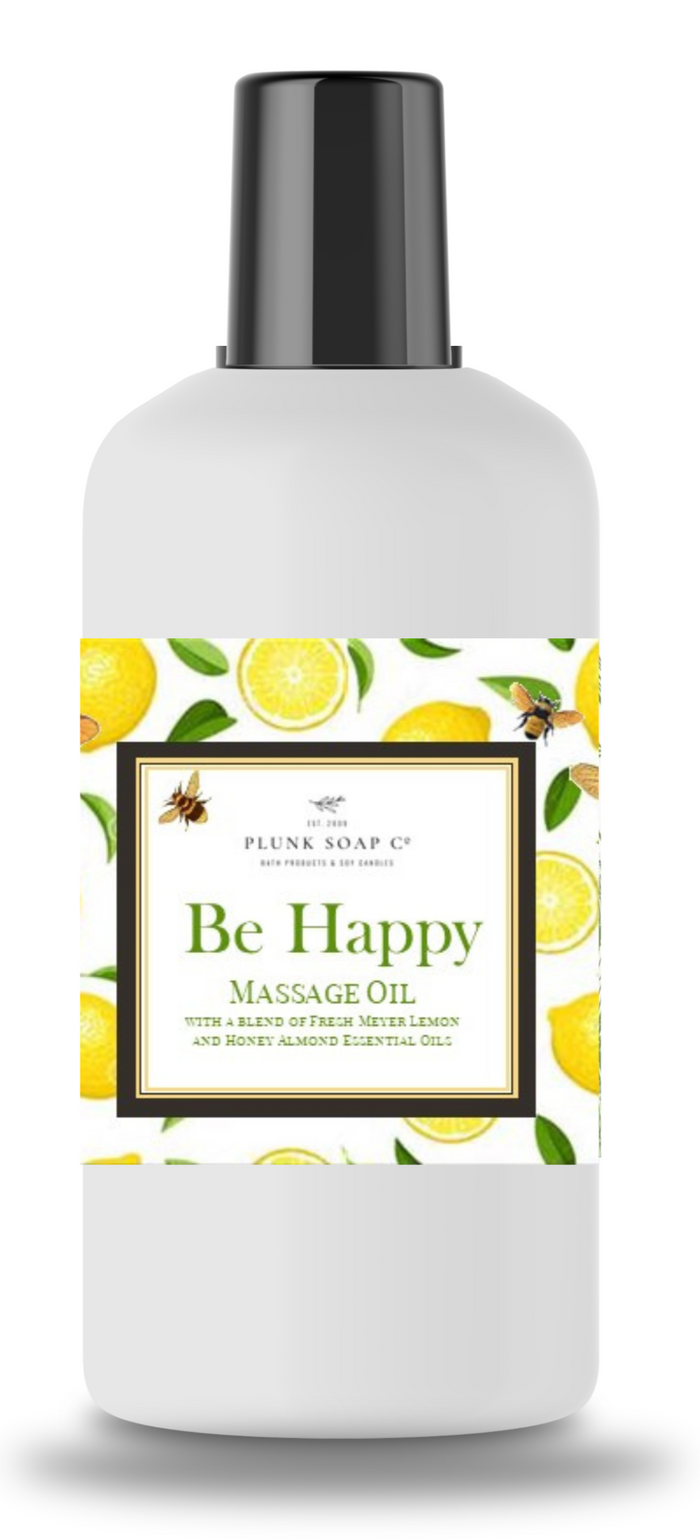 Be Happy: Honey Almond and Meyer Lemon Scented Massage Oil
