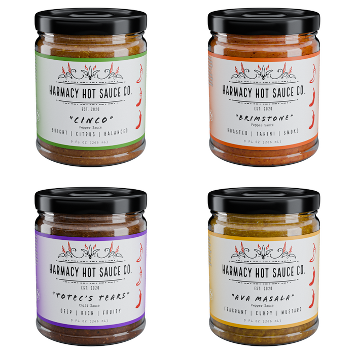 Essential Four set of Cinco, Brimstone, Totec's Tears and Ava Masala jars