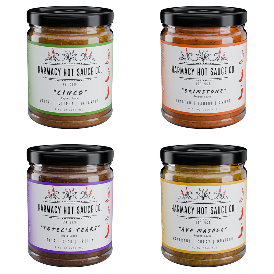 Essential Four set of Cinco, Brimstone, Totec's Tears and Ava Masala jars