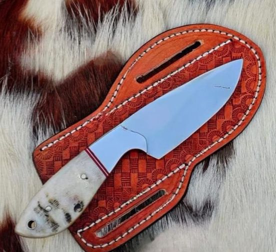 Custom Handmade Bull Cutter Knife with Leather Sheath – J2 Steel Blade