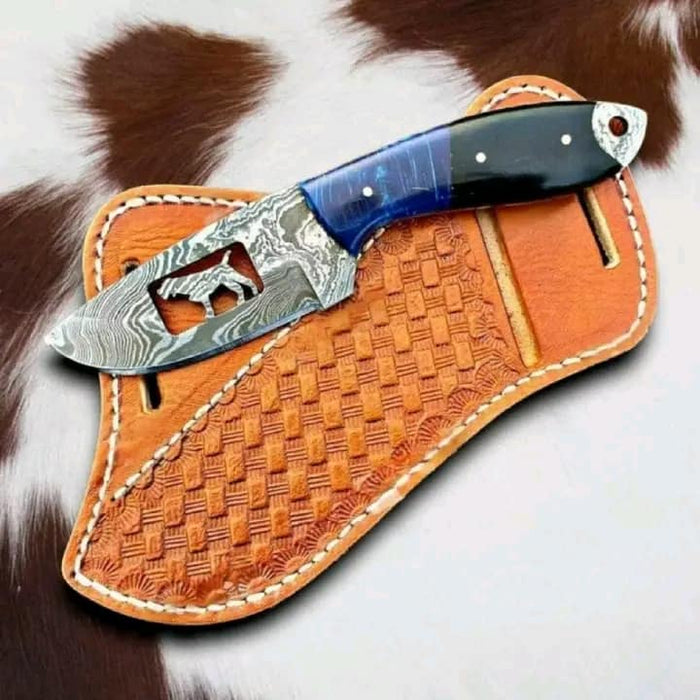 Cowboy Bull Cutter Knives – Handmade Damascus Steel Blade