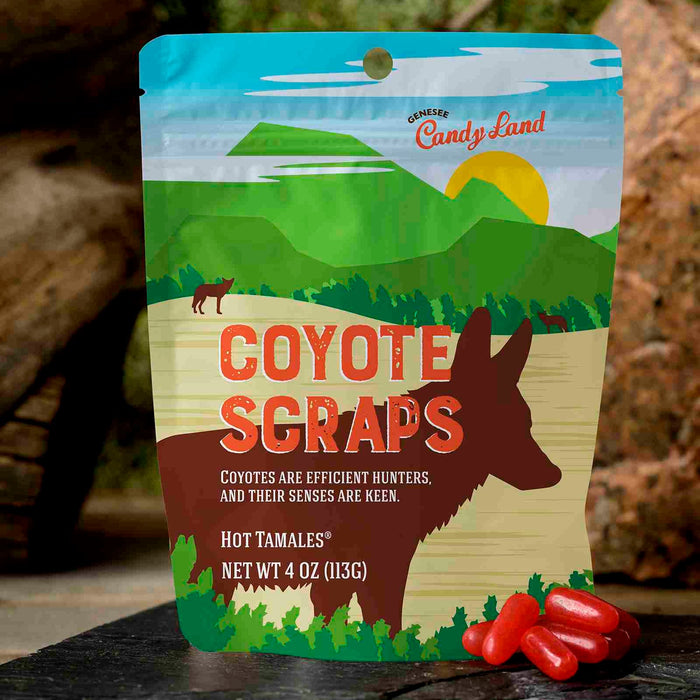 Hot Tamales® Cinnamon Candy – Coyote Scraps illustrated candy pouch