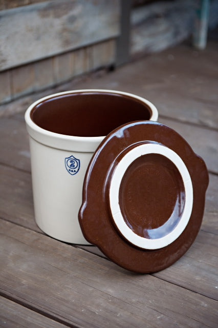2-Gallon Stoneware Crock Cover - side profile