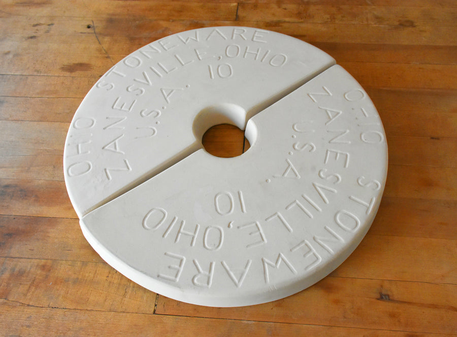 10-Gallon Stoneware Crock Weight Set - two semicircular ceramic weights