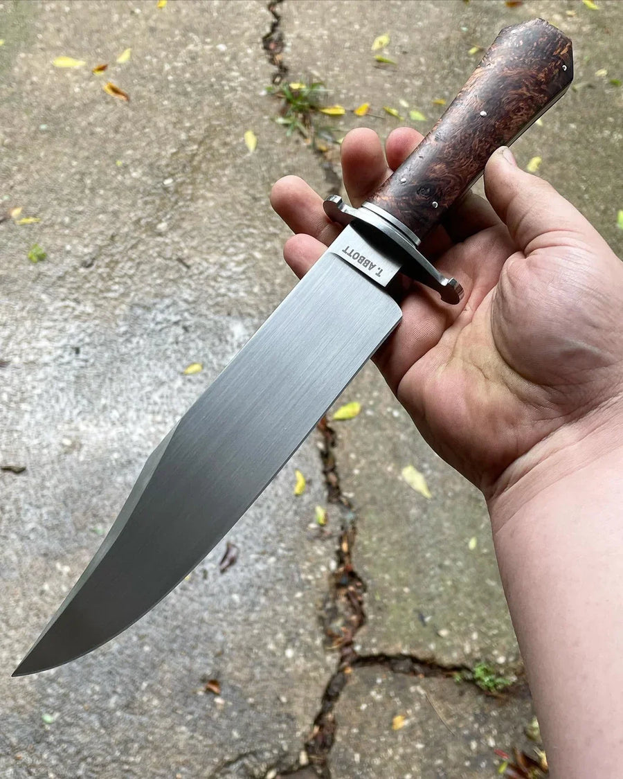 Custom Handmade 13" J2 Steel Bowie Knife with Steel Guard and Rosewood Handle & Leather Sheath
