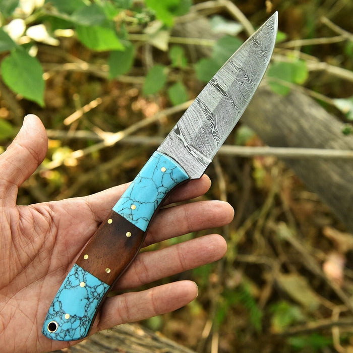Custom Handmade 5-Inch Small Hunting Knife – Damascus Steel Blade
