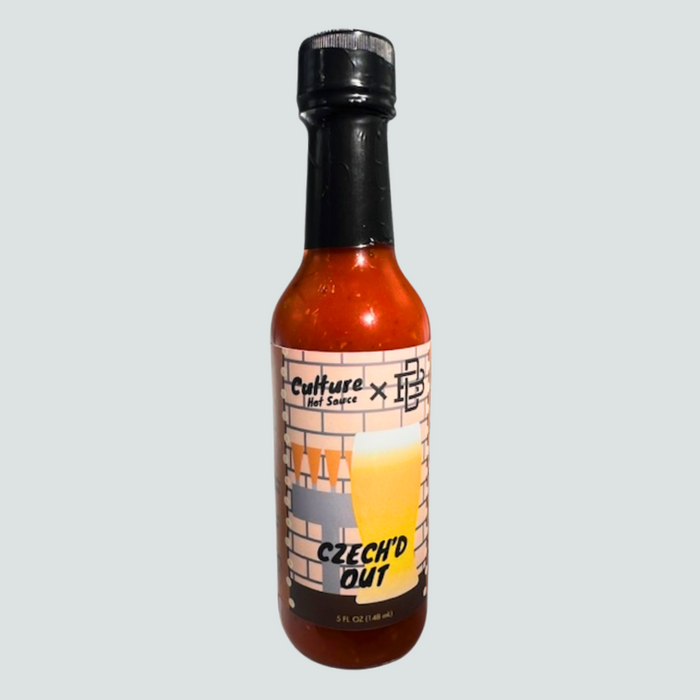 Czech’d Out hot sauce bottle with Culture and Boomtown collaboration label