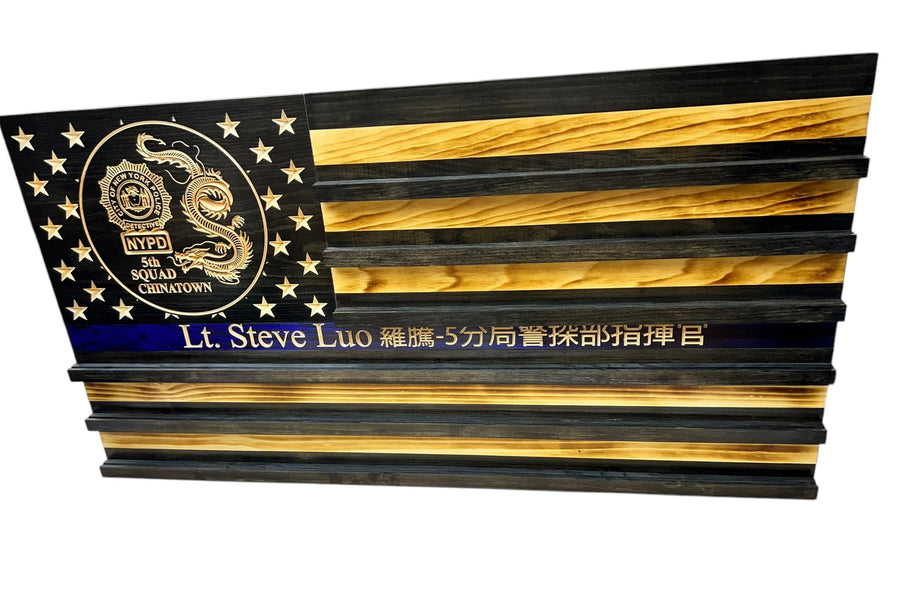 Personalized Wooden American Flag Challenge Coin Display
