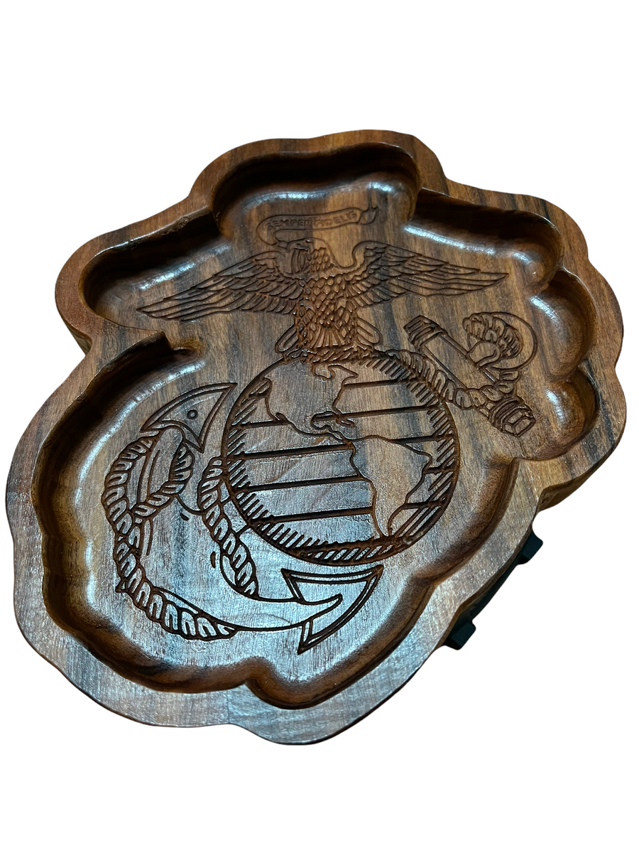 Shaped tray with Marine emblem engraving