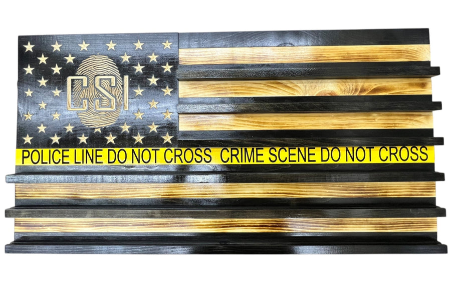 Personalized Wooden American Flag Challenge Coin Display
