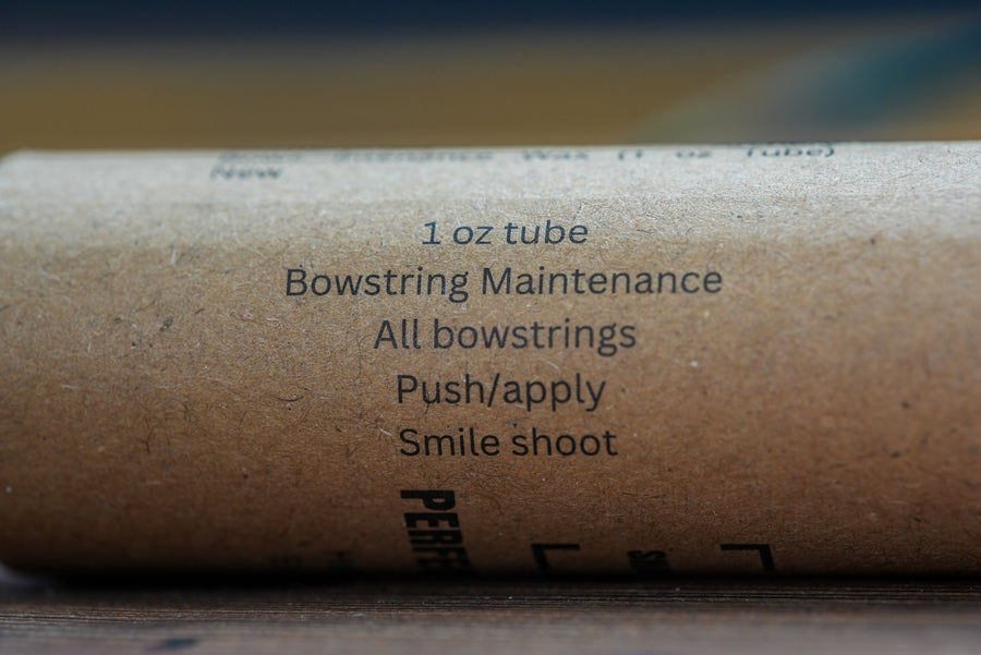 Sticky Perfect Bowstring Wax — side label on wax tube
