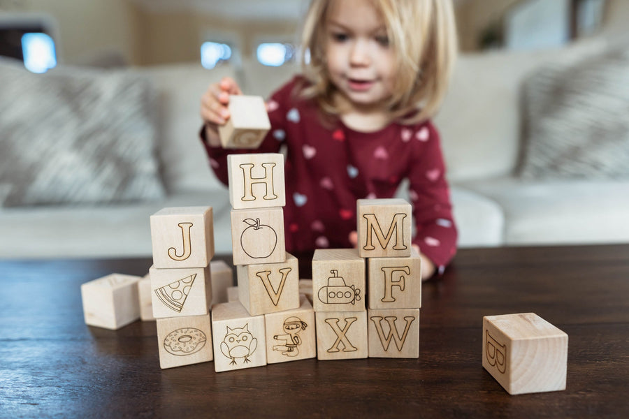Maple Alphabet Blocks: 30-Piece Unfinished ABC Set