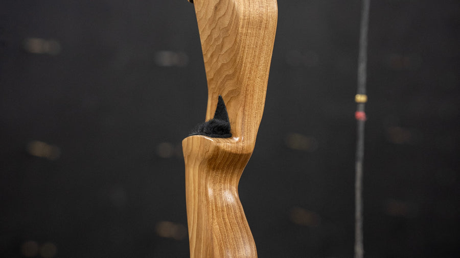 Bob Garner USA-Made Takedown Recurve Bow — cut-to-center arrow shelf close-up