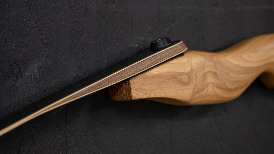 Bob Garner USA-Made Takedown Recurve Bow — reverse view of limb joint