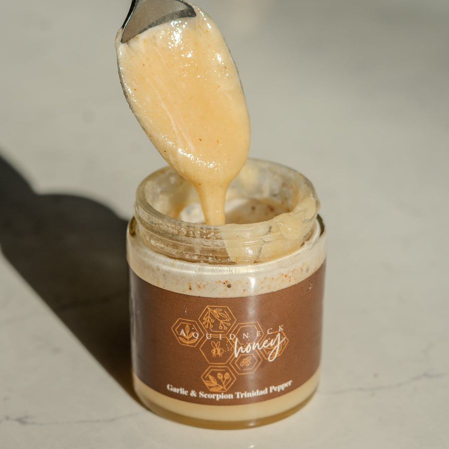 Hot Garlic Infused Creamed Honey