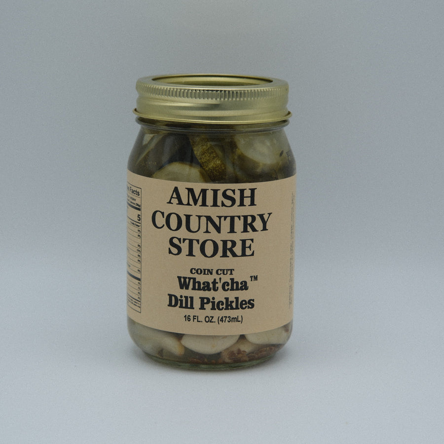 What’cha Dill Pickles – Tangy & Garlicky front package label