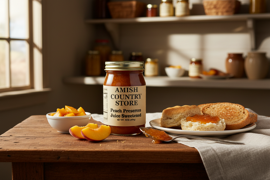 Peach Preserves | Juice-Sweetened Peach Spread | 16 oz – product image 1