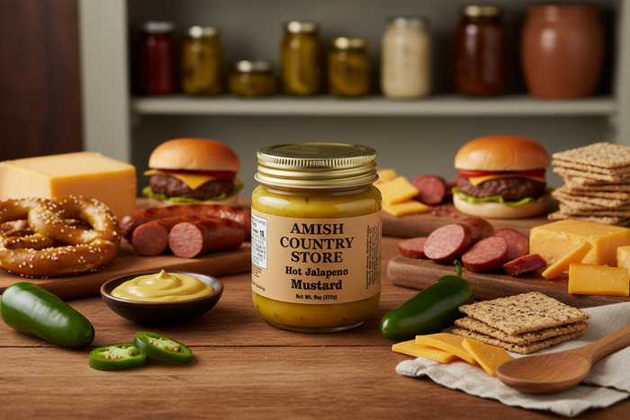 Hot Jalapeño Mustard | Spicy Amish-Recipe Condiment | 9 oz – product listing photo 1