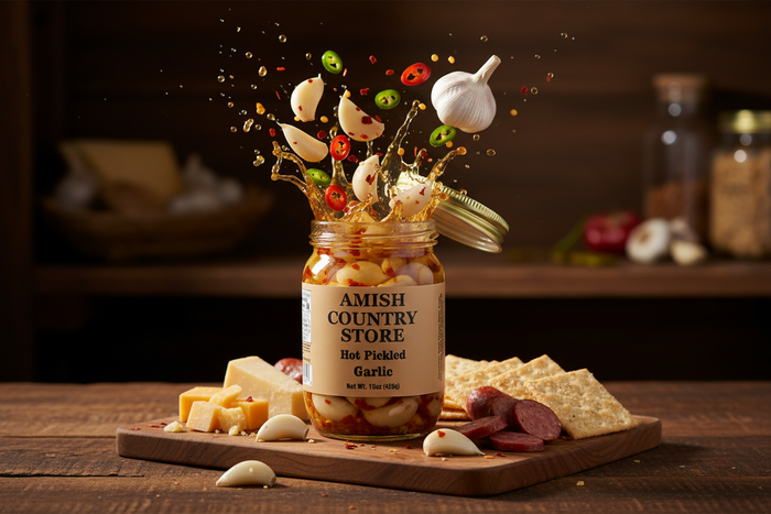 Hot Pickled Garlic | Spicy Amish-Style Pantry Favorite | 15 oz – product catalog photo 1